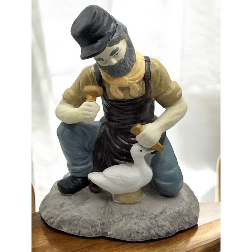 Vintage Kneeling Hand-Painted Craftsman Figurine Carving Duck Decoy